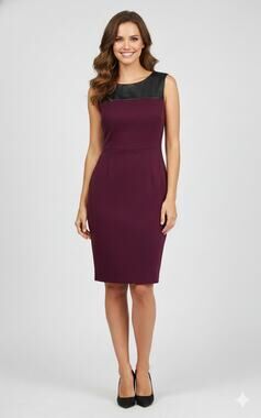 NEW Aqua Burgundy Black Bodice Sheath Dress M